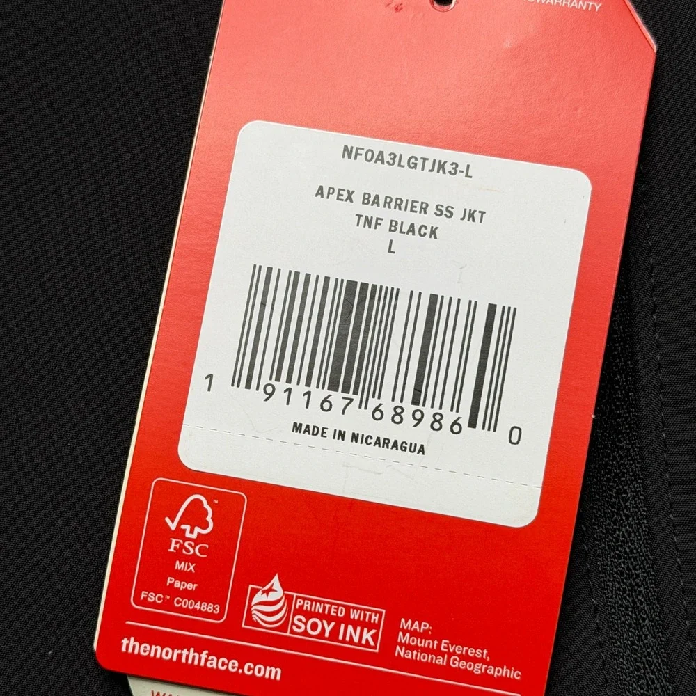 The North Face‎ Apex Barrier SS Jacket Mens L Black Softshell New